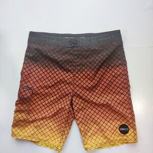 O'Neill board short / swim trunk orange shades checkered boy's size 14